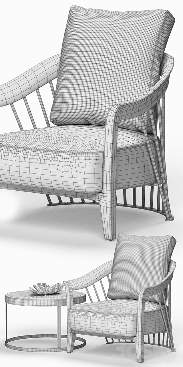 Longhi Dorothy armchair 3DS Max Model - thumbnail 3