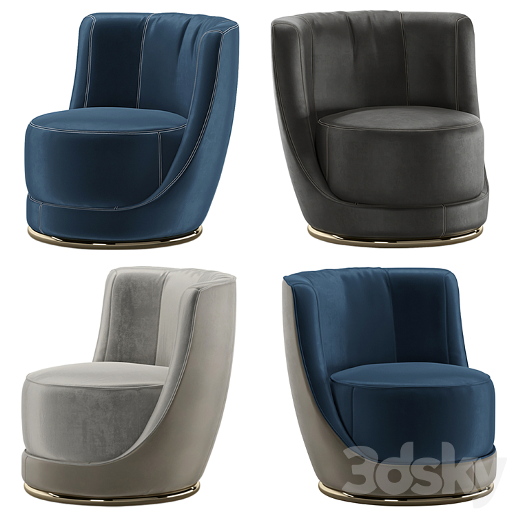 Longhi laurent armchair 3DS Max Model - thumbnail 2