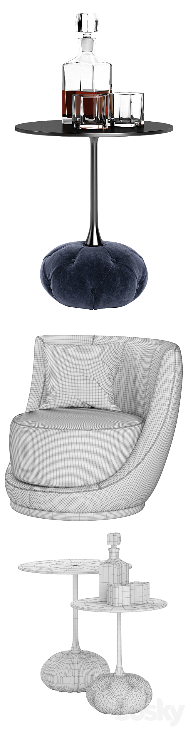 Longhi laurent chair 3DSMax File - thumbnail 3