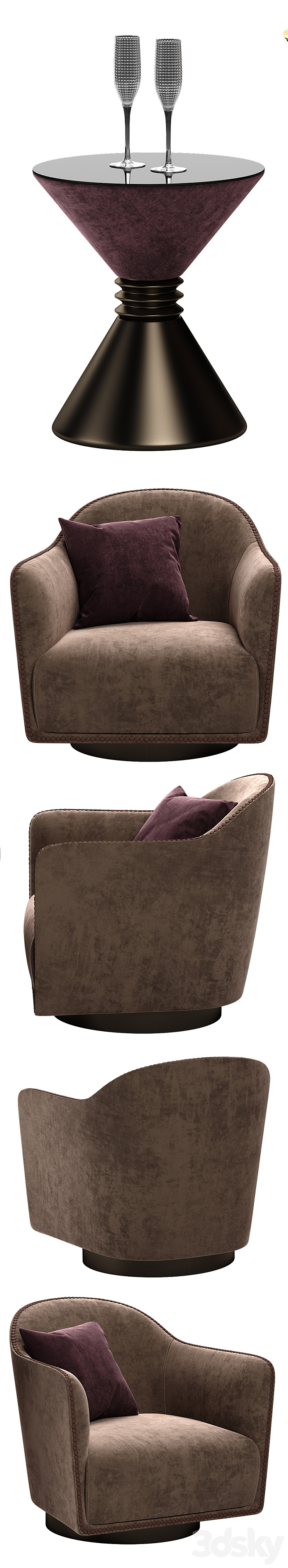 Longhi Vivienne chair 3DS Max - thumbnail 2