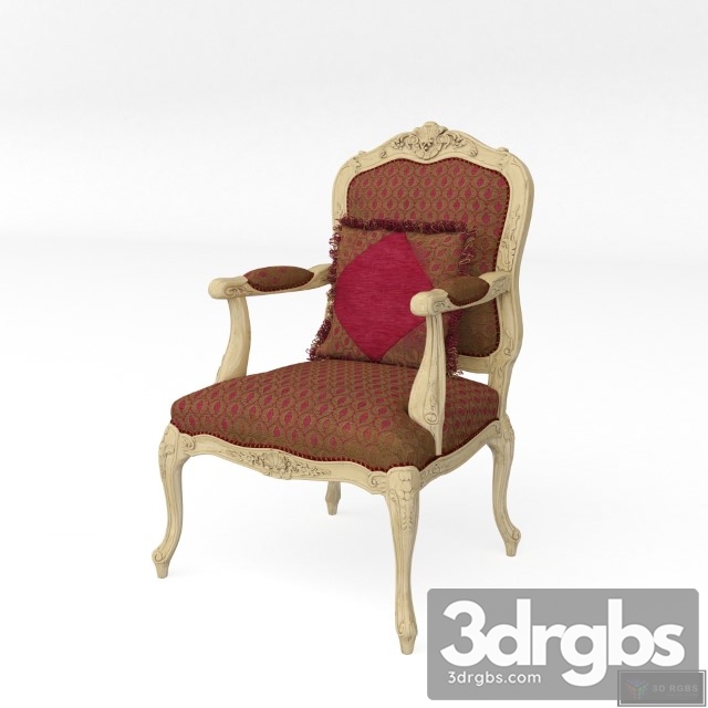 Louis French Antique Brown Armchair 3dsmax Download - thumbnail 1