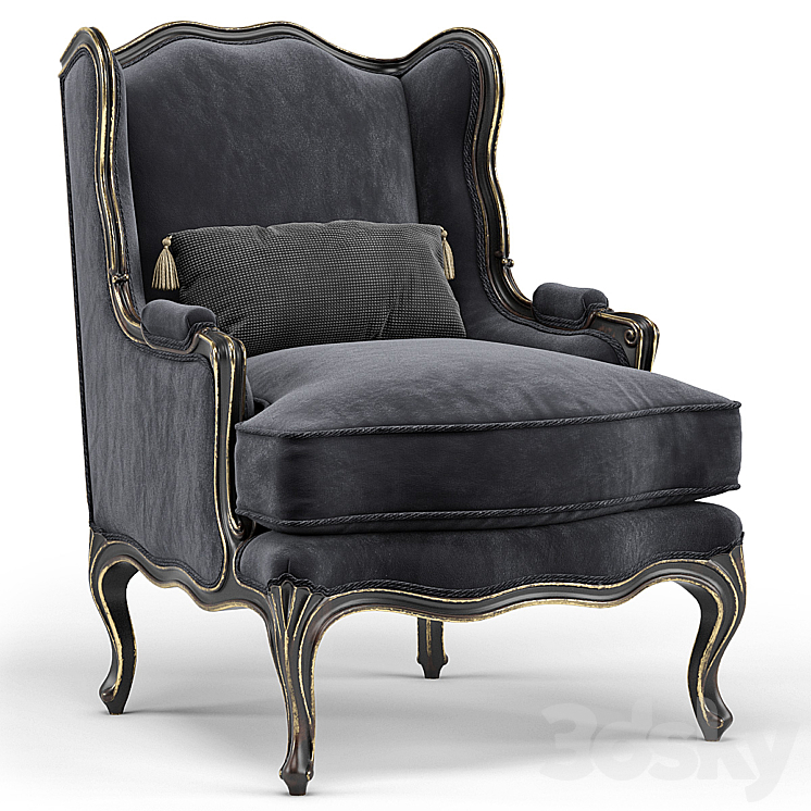 Louis XV Bergere Wing Armchair 3DS Max Model - thumbnail 1