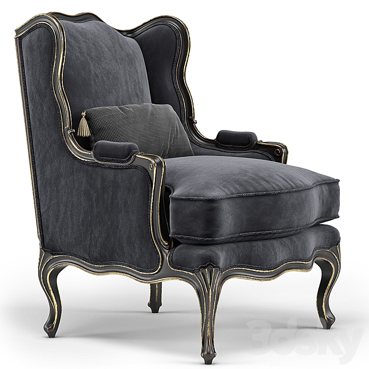 Louis XV Bergere Wing Armchair 3DS Max Model - thumbnail 2