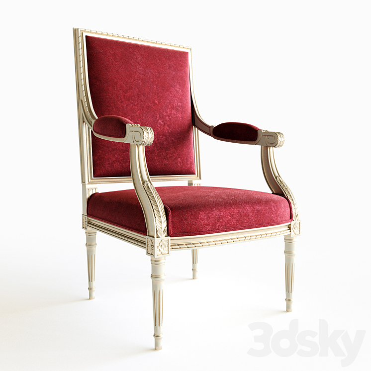 Louis XVI Armchair 3DS Max - thumbnail 1