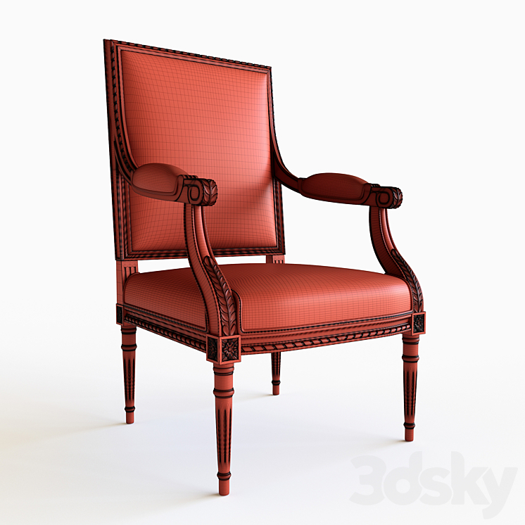 Louis XVI Armchair 3DS Max - thumbnail 2