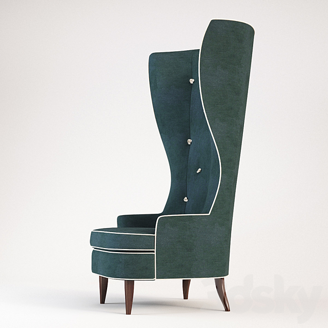 Lounge Chair – Gudinna Barrel Tall Wing Chair 3DS Max Model - thumbnail 2