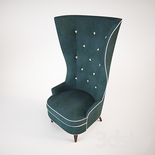 Lounge Chair – Gudinna Barrel Tall Wing Chair 3DS Max Model - thumbnail 3