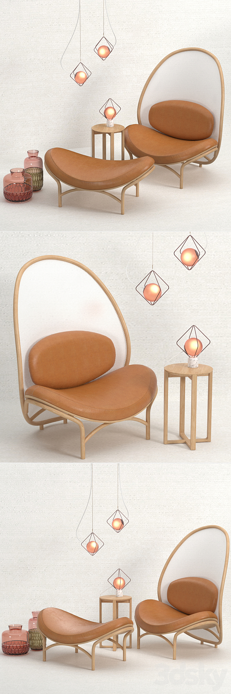 Lounge chair leather chips 3DS Max - thumbnail 2