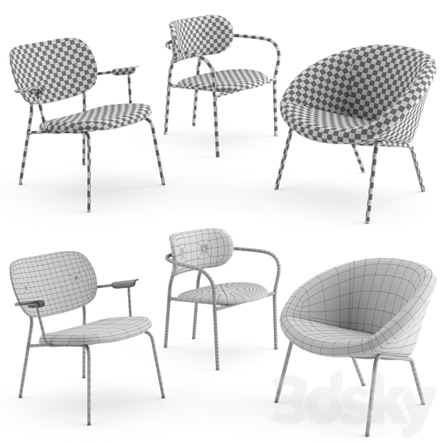 Lounge chairs collection 3DS Max Model - thumbnail 3