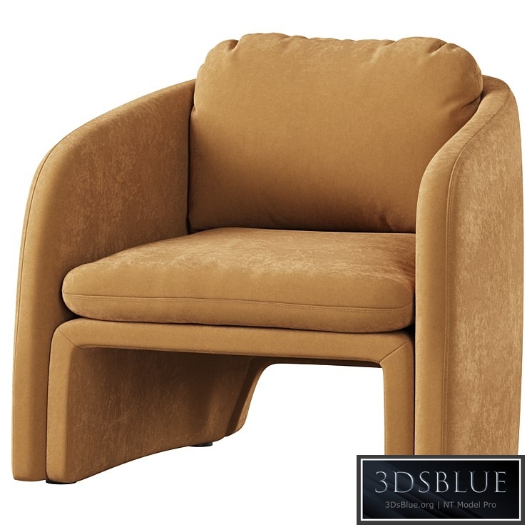 Low chair upholstered in suede Warren 3DS Max - thumbnail 3