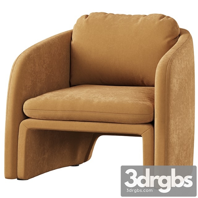 Low Chair Upholstered In Suede Warren 3dsmax Download - thumbnail 1