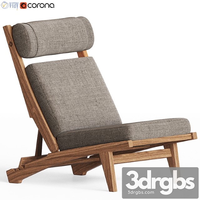 Low lounge chair by hans j. wegner 3dsmax Download - thumbnail 1