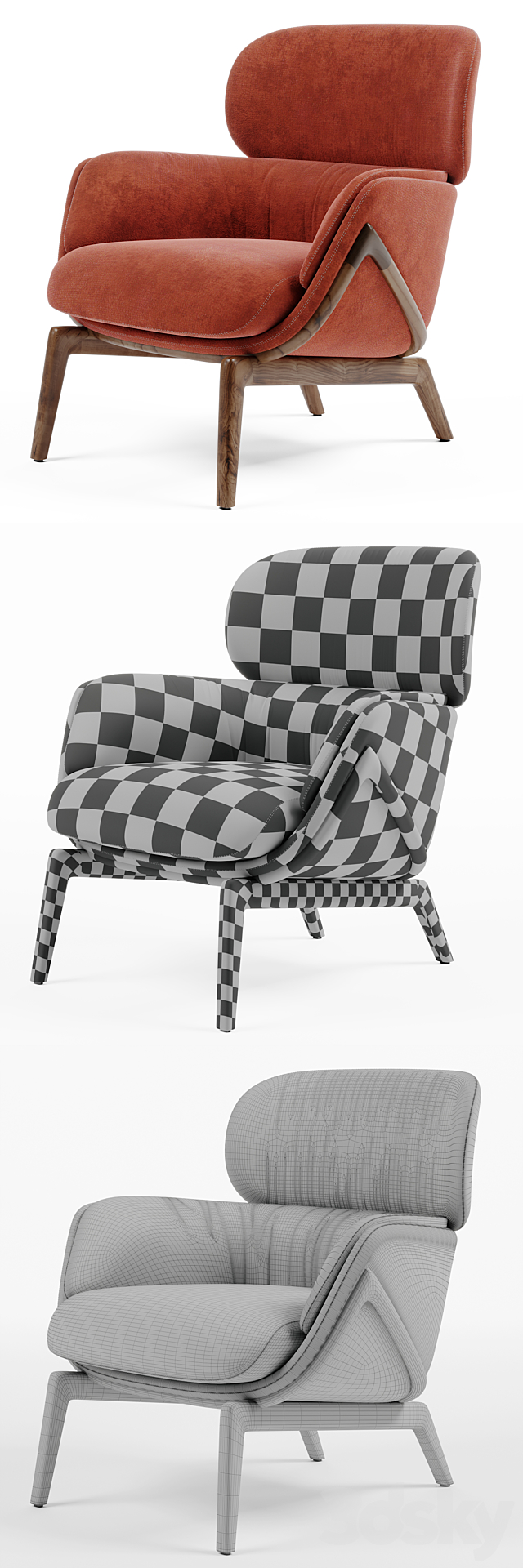 Luca Nichetto Elysia Lounge Chair and Nino Ottoman 3DS Max Model - thumbnail 2