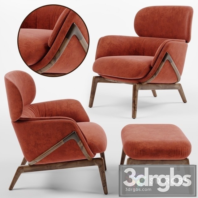 Luca Nichetto Elysia Lounge Chair Nino Ottoman 3dsmax Download - thumbnail 1