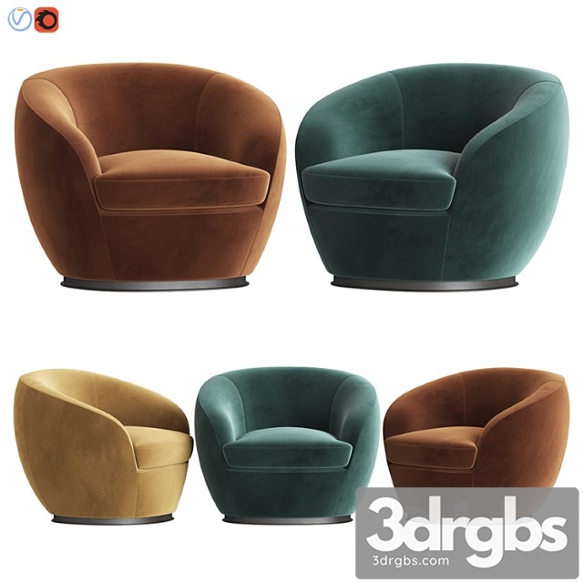 Luxury italian designer velvet swivel armchair 3dsmax Download - thumbnail 1