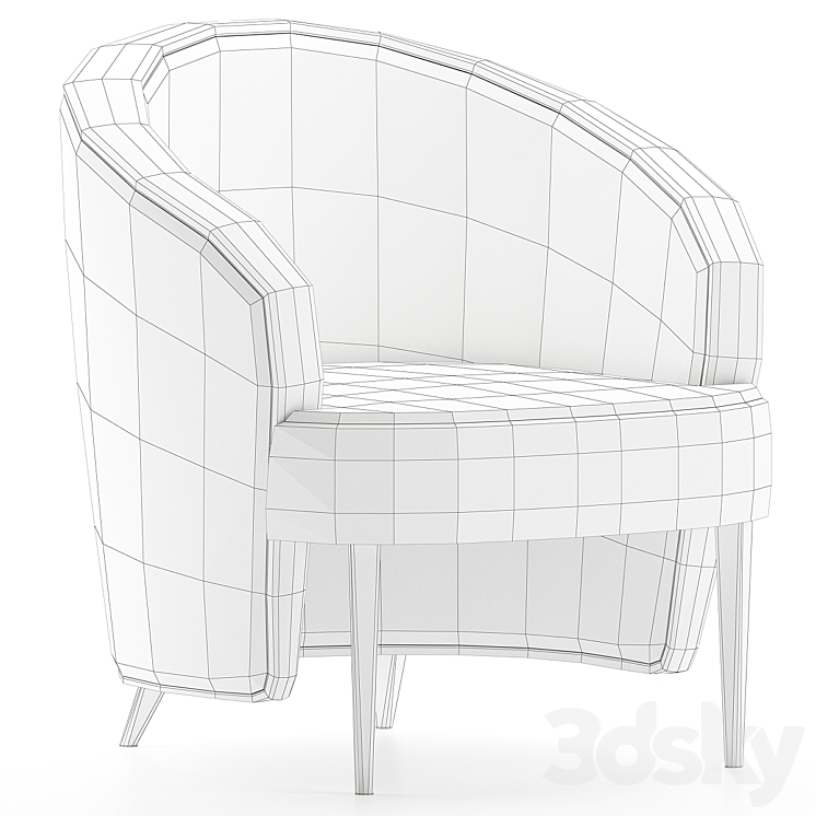 Luxury Waldorf Astoria Club Chair 3DS Max - thumbnail 2