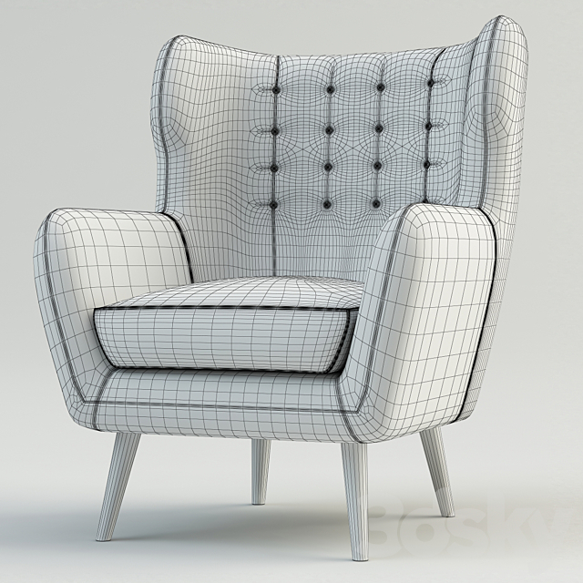 MADE KUBRICK WING BACK CHAIR 3DS Max Model - thumbnail 2