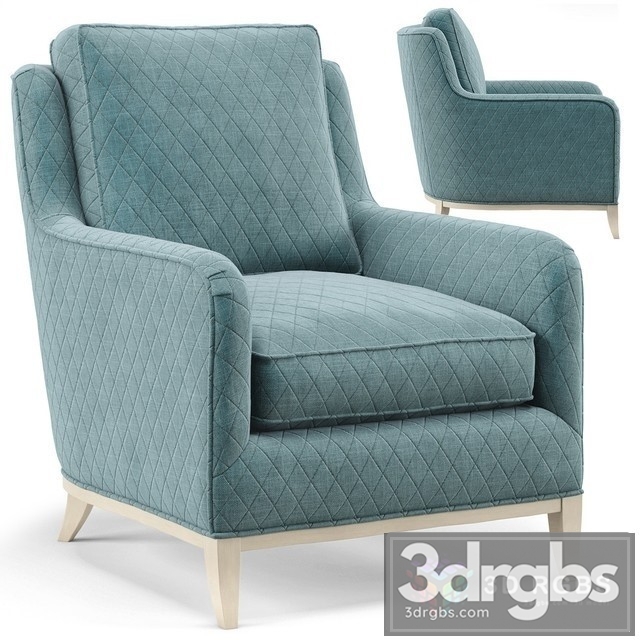 Madison Coastal Diamond Teal Milk Paint Armchair 3dsmax Download - thumbnail 1