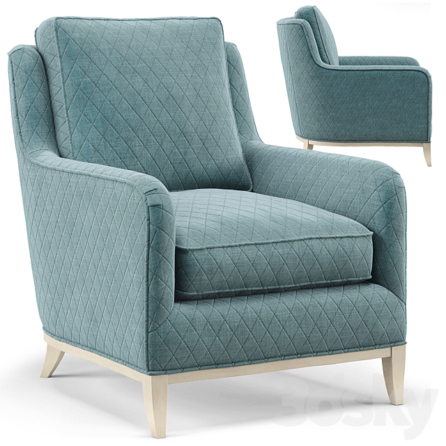 Madison Coastal Diamond Teal Milk Paint Armchair 3DSMax File - thumbnail 1