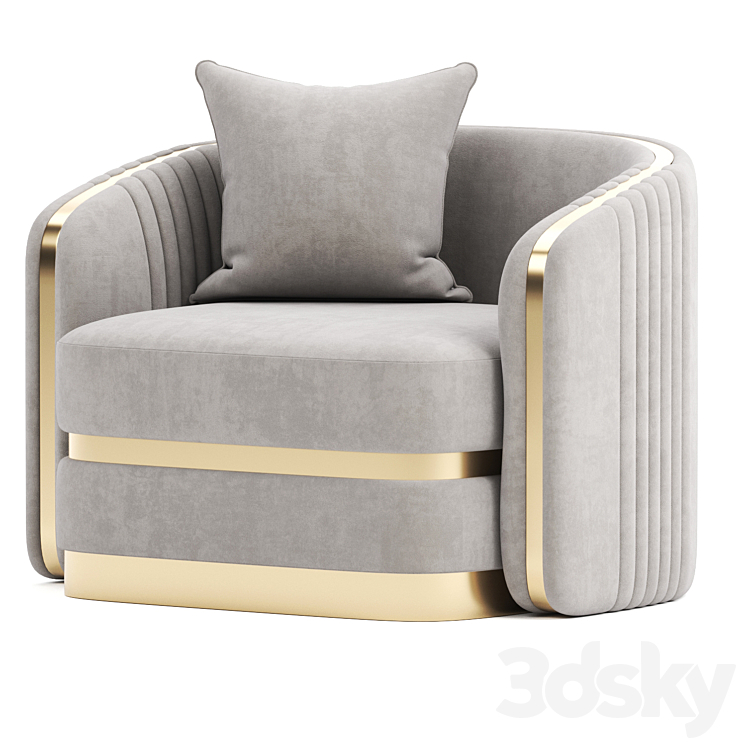 MADONNA modern golden gray glamor armchair for living room dining room 3DS Max Model - thumbnail 3