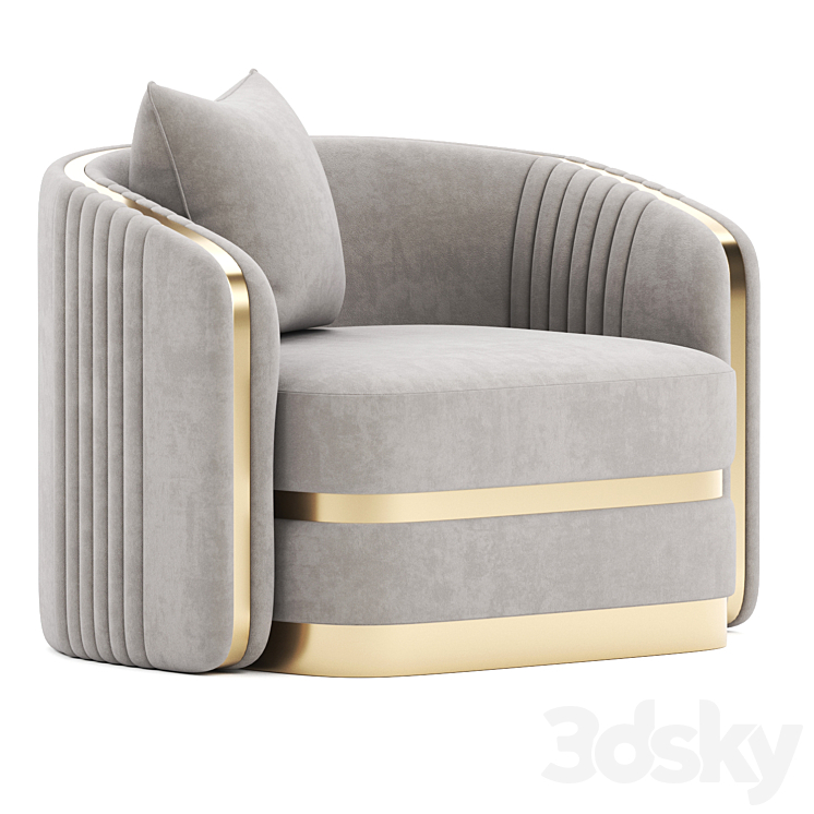 MADONNA modern golden gray glamor armchair for living room dining room 3DS Max - thumbnail 2