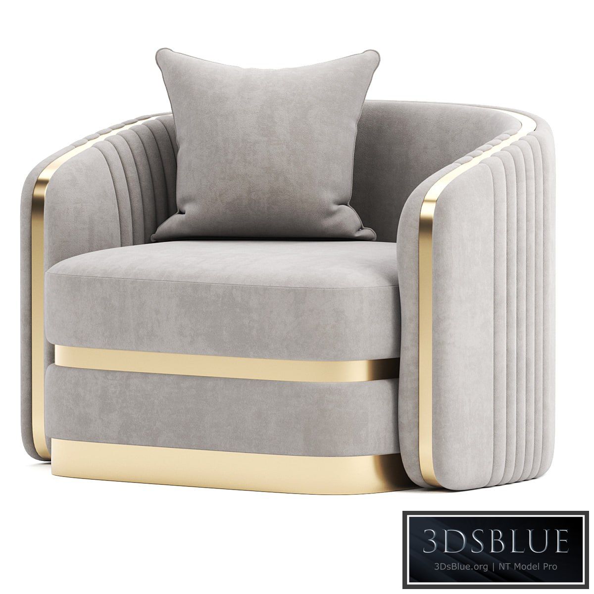 MADONNA modern golden gray glamor armchair for living room dining room 3DS Max - thumbnail 3