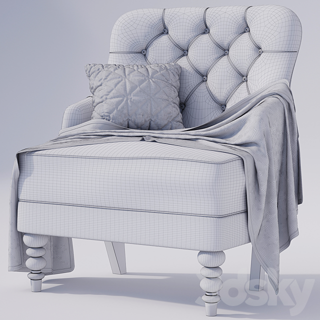 Mahoney Accent Chair 3DS Max Model - thumbnail 2