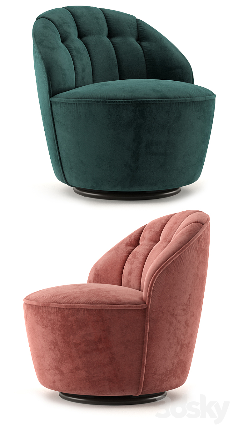 Margot Swivel Accent Chair 3DS Max - thumbnail 2