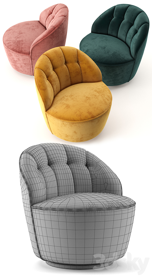 Margot Swivel Accent Chair 3DSMax File - thumbnail 3