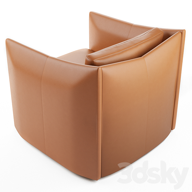 Maryl leather armchair 3ds Max - thumbnail 2