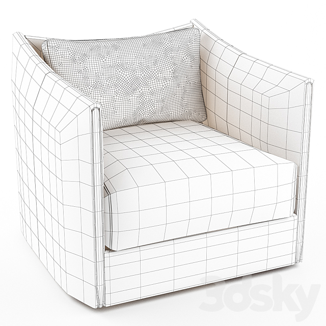 Maryl leather armchair 3ds Max - thumbnail 3