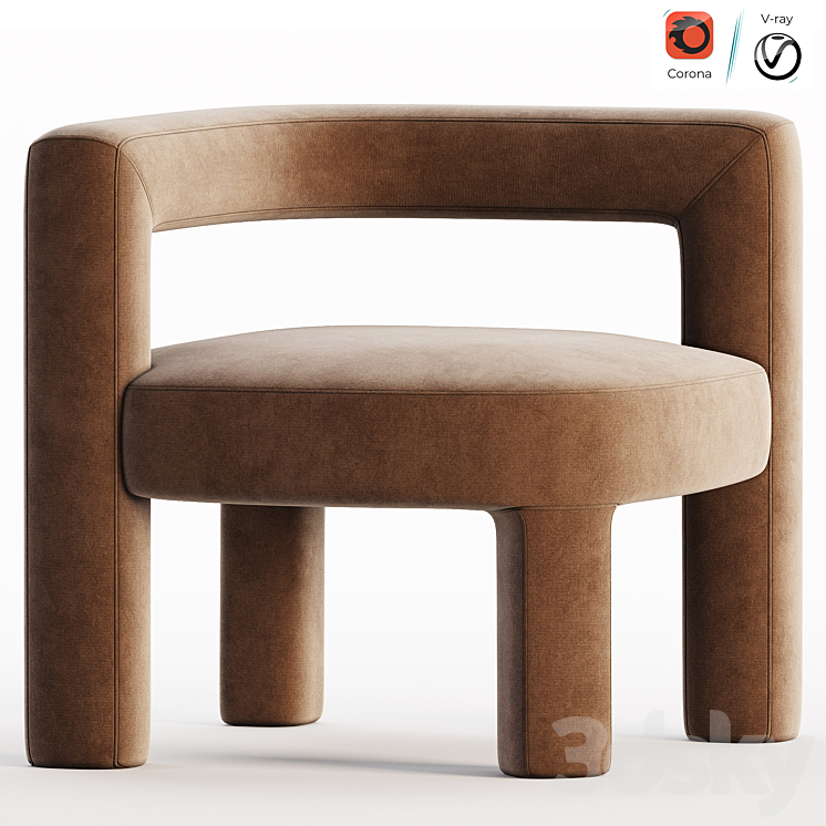 MATE LOUNGE Easy chair By grado design 3DS Max Model - thumbnail 1