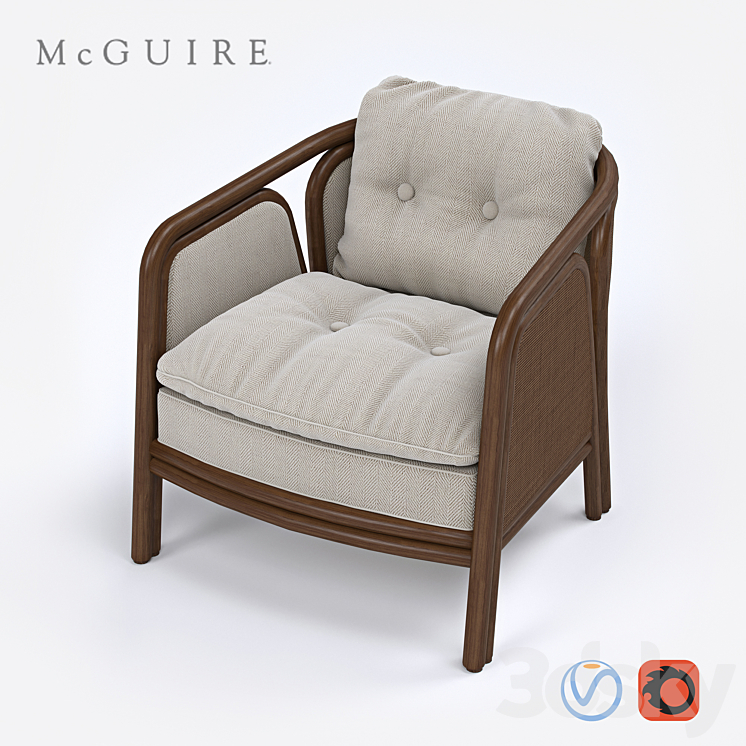 McGuire: Barbara Barry Ojai Lounge Chair 3DS Max Model - thumbnail 1