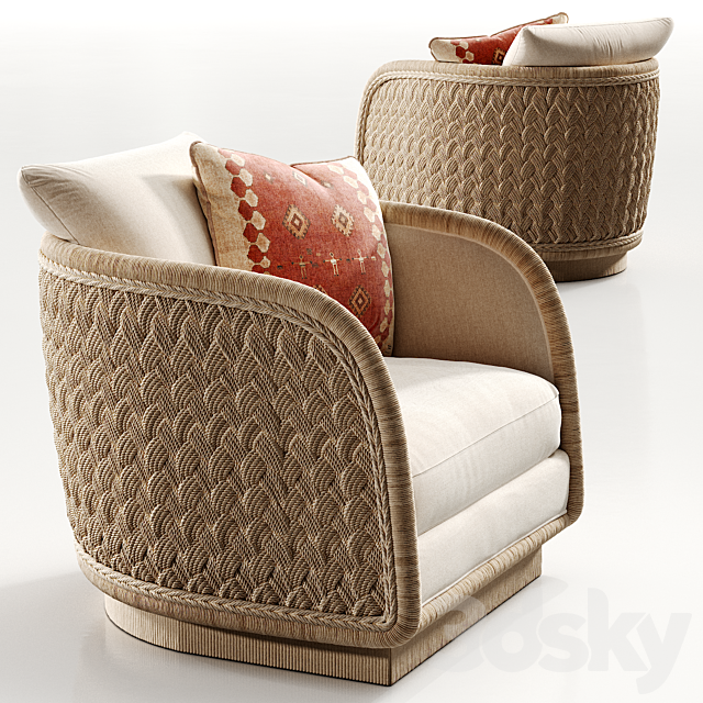 Mcguirefurniture LAURA KIRAR COASTAL BRAIDED SWIVEL LOUNGE CHAIR 3DSMax File - thumbnail 1