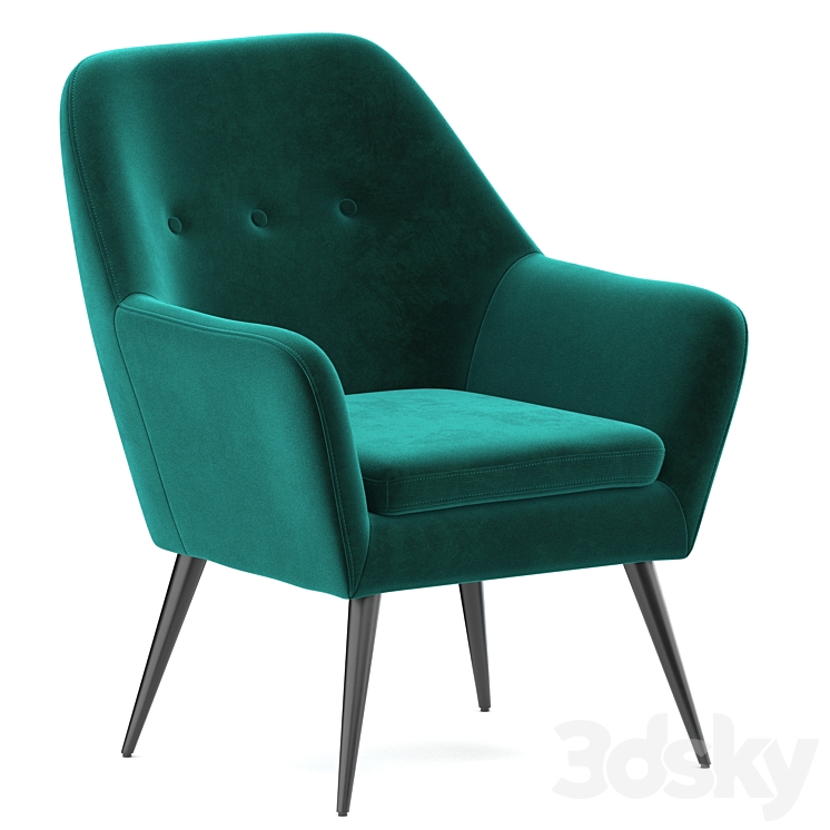 Memphis velvet armchair 3DS Max - thumbnail 1