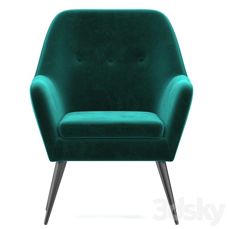 Memphis velvet armchair 3DS Max - thumbnail 2