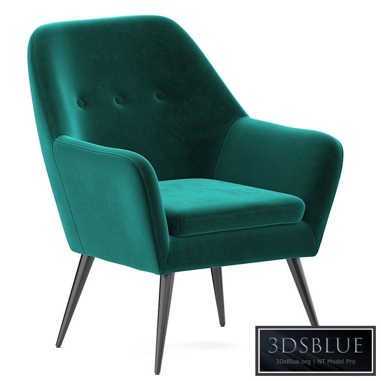 Memphis velvet armchair 3DS Max - thumbnail 3