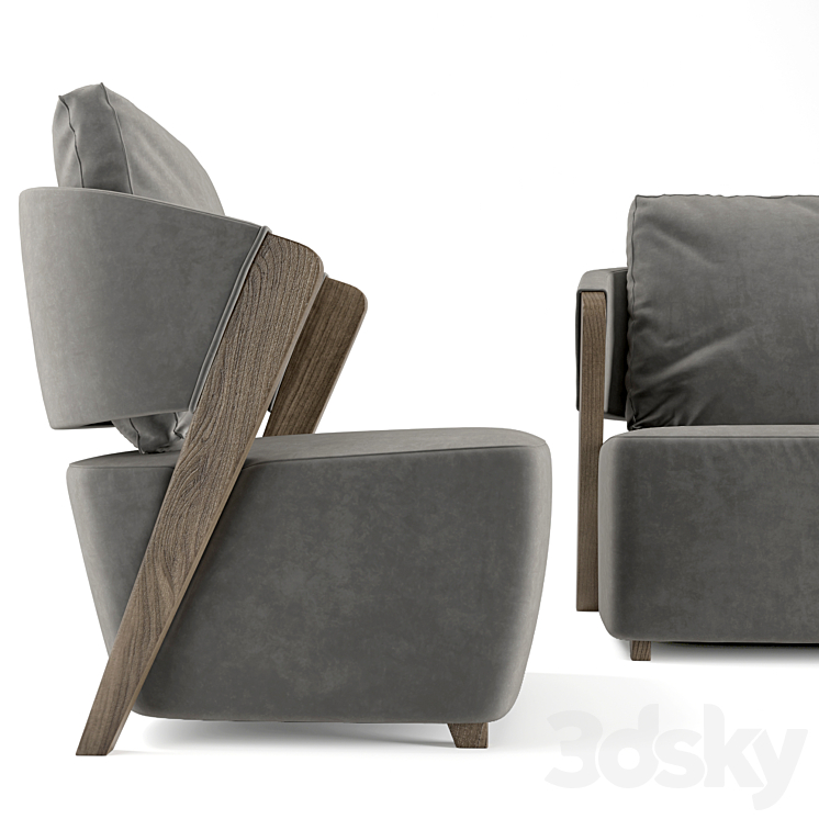 Meroni & Colzani Giudecca armchair 3DS Max Model - thumbnail 2