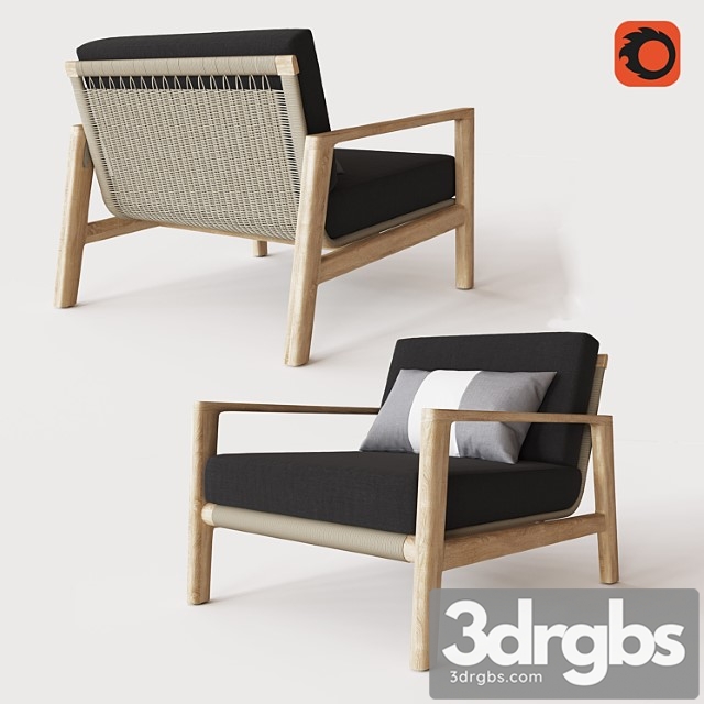 Mesa teak lounge chair 3dsmax Download - thumbnail 1