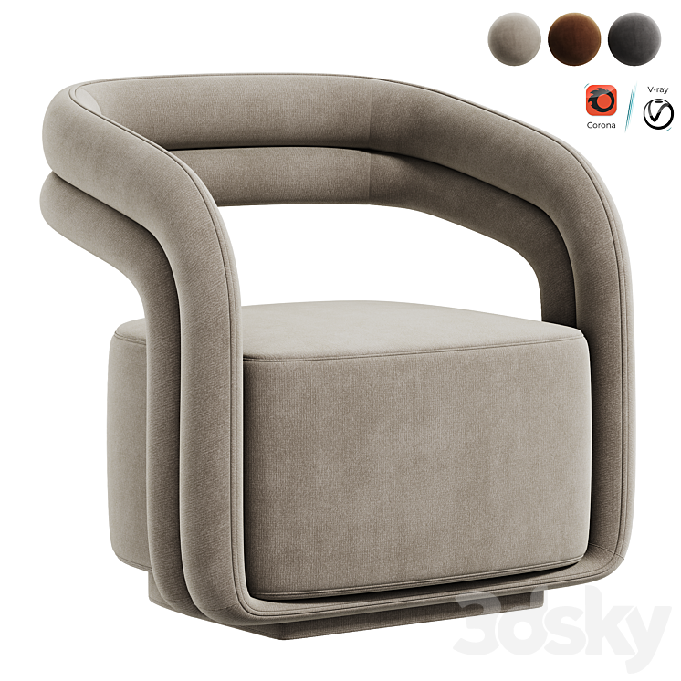 Mia Lounge Chair 3DS Max Model - thumbnail 3