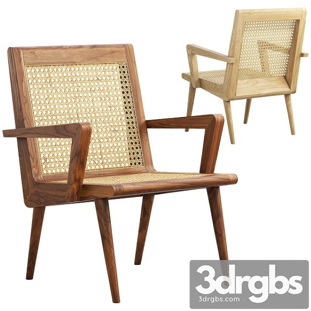 Mid Century Cane Chair 3dsmax Download - thumbnail 1