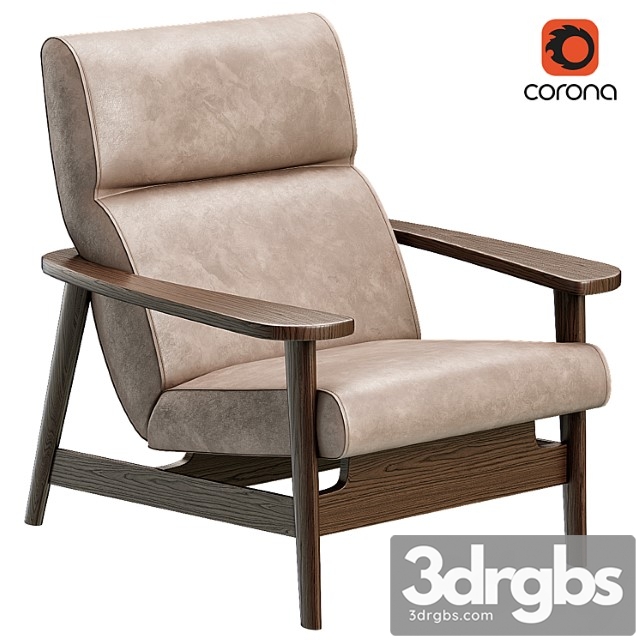 Mid Century Leather Chair Ottoman 3dsmax Download - thumbnail 1