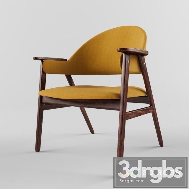 Mid Century Modern Teak Armchair 3dsmax Download - thumbnail 1