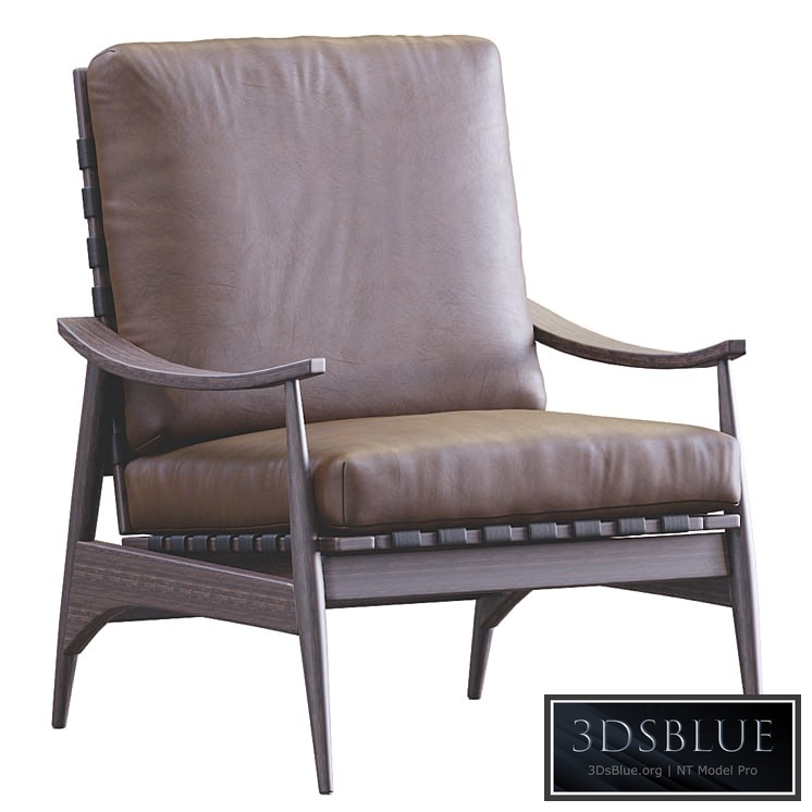 Mid Century Outdoor Show Wood Lounge Chair Leather 3DS Max - thumbnail 3