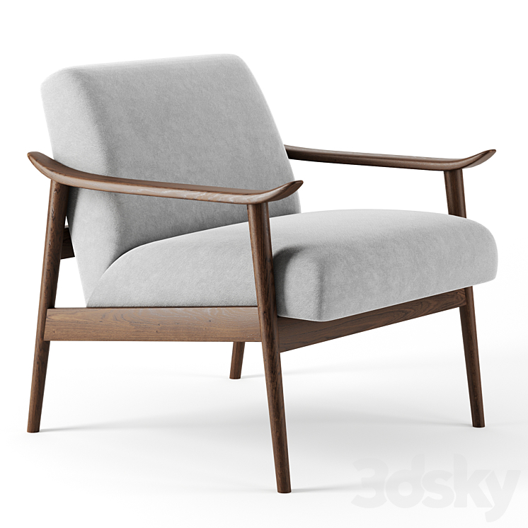 mid century show wood chair by Westelm 3DS Max - thumbnail 1