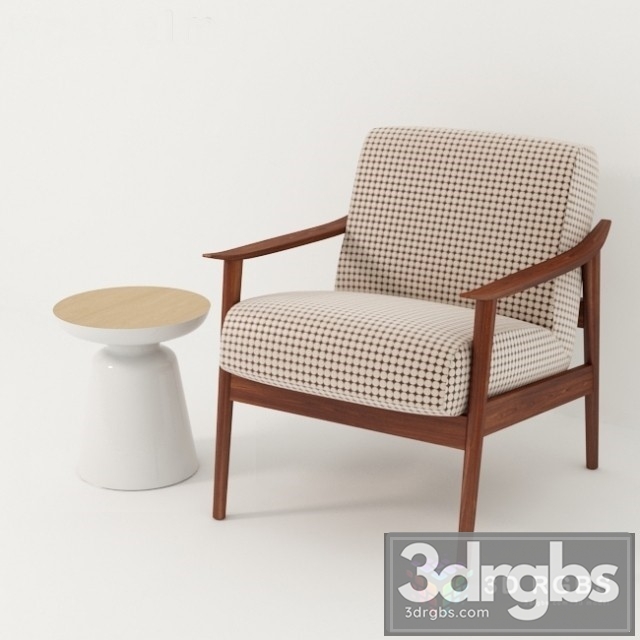 Mid Century Show Wood Upholstered Chair 3dsmax Download - thumbnail 1