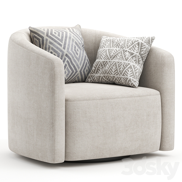 mila swivel armchair 3DS Max - thumbnail 1