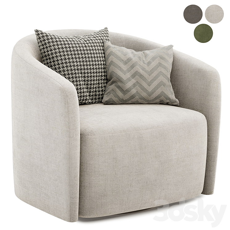 mila swivel armchair 3DS Max - thumbnail 1