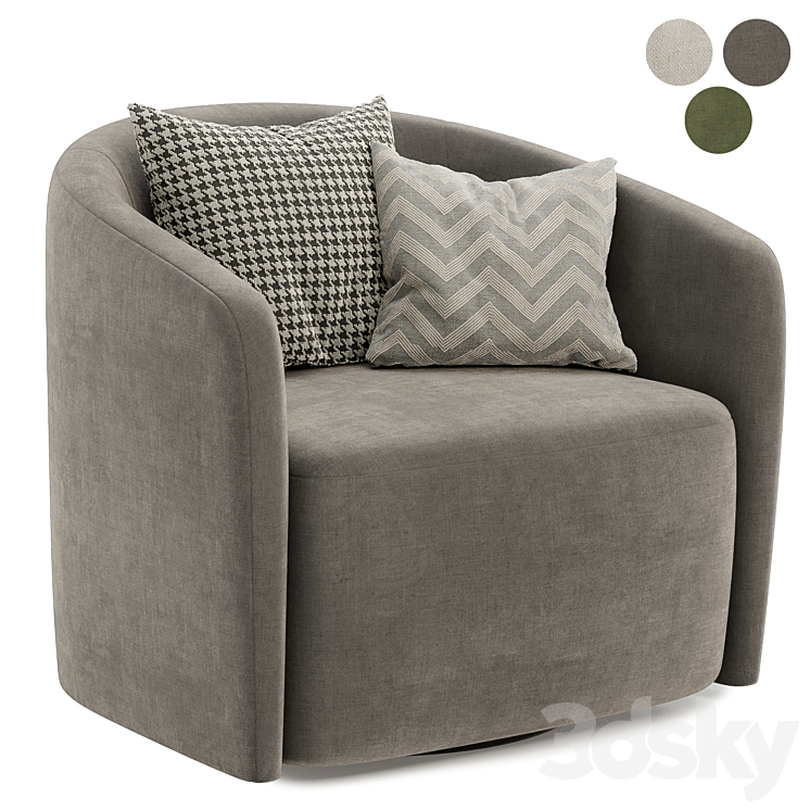 mila swivel armchair 3DS Max - thumbnail 2