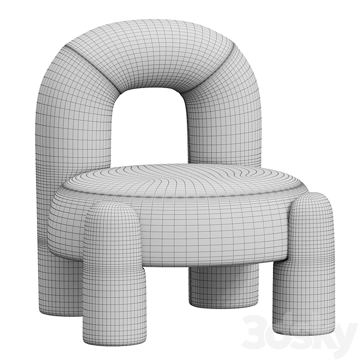 Milan NEW Organic Modern Marlon Armchair 3DS Max Model - thumbnail 2